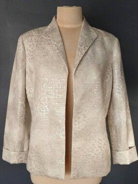Open front cream and silver jacket